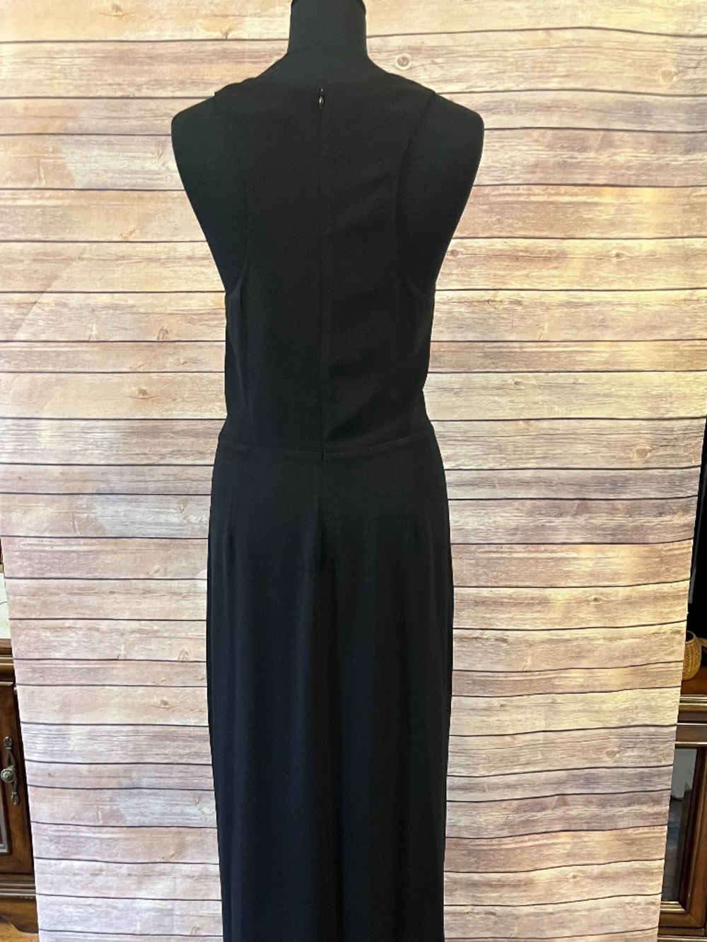 Dress The Population Black Ariel Plunging Faux Wrap Sleeveless Gown Size XL - Picture 7 of 16